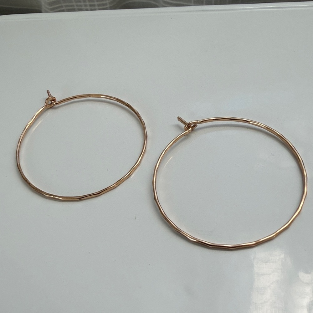 Mid Size Gold Hoop Earrings - Picture 2 of 3